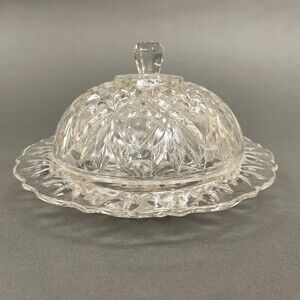 Clear Glass Butter Dish with Cover